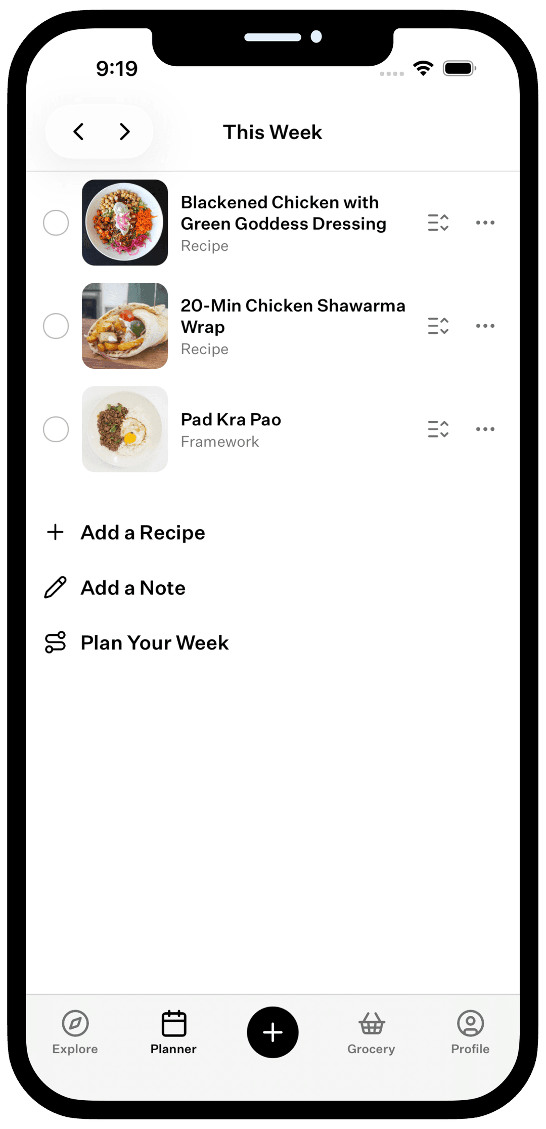 Meal planner — this week