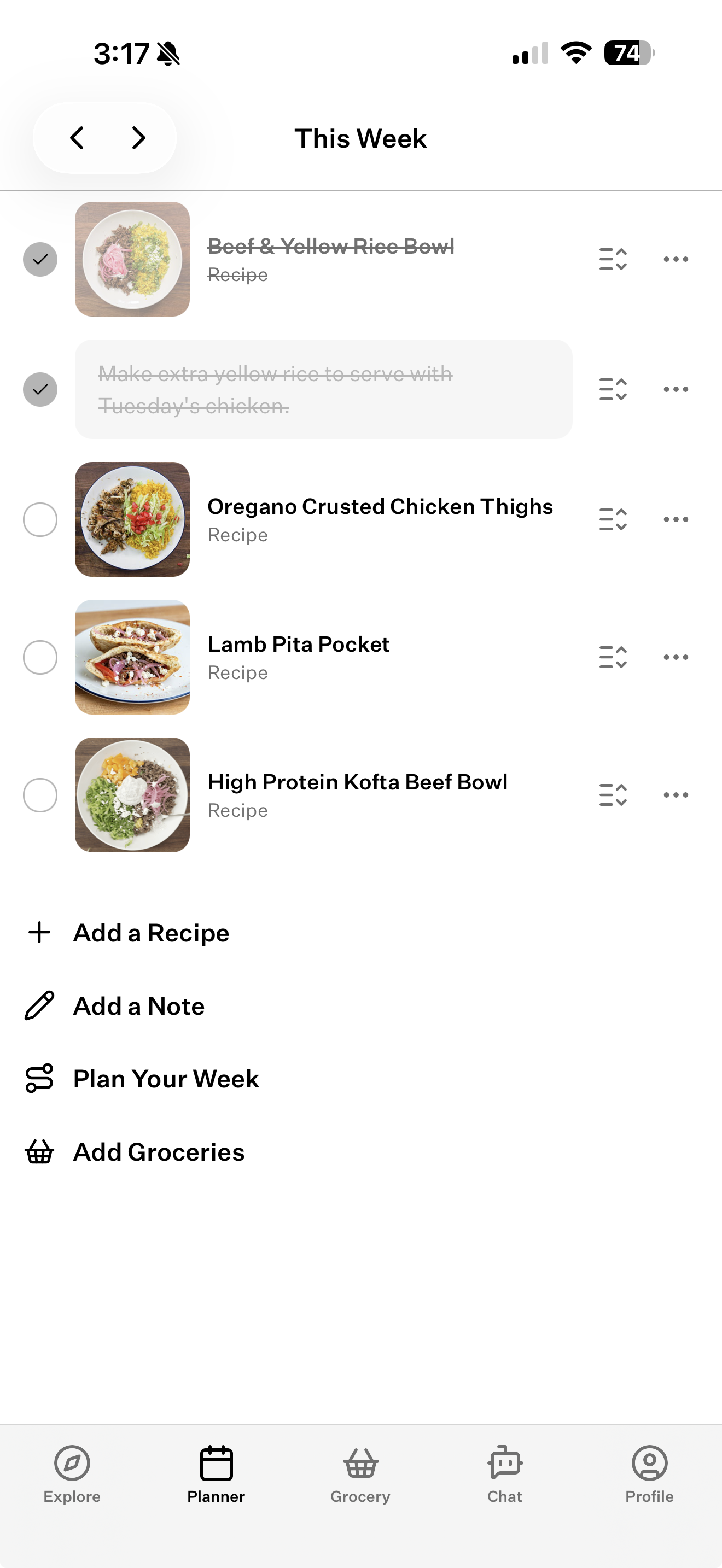 The Cook Well planner on your phone